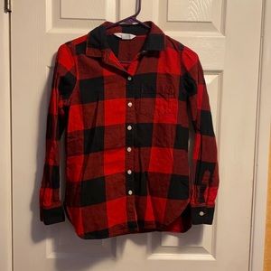 Old Navy, XS red/black plaid flannel
